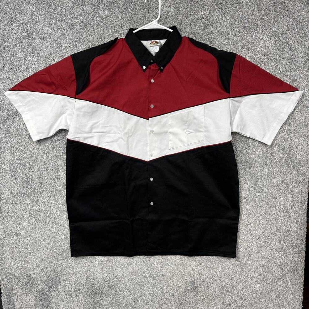 Speed Zone Race Gear Shirt Mens 2XL Black Red White Colorblock Racing Pit Crew